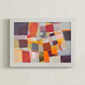 "Quilted journey" - Art Print in Warm Earthtones by Jacquelyn Sloane Siklos - Framed