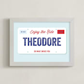 "License Plate" - Personalized Art Print in Cloud by Sarah Cohn - Framed
