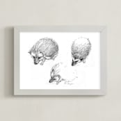 "Hedgehog sketches" - Art Print in soft white by Tracy Ann - Framed
