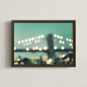 "NYC Dusk" - Art Print in Dark Mint by Caroline Mint - Framed