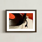 "Put The Needle On The Record" - Art Print in Retro Red by Jonathan Brooks - Framed