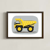 "The Construction Dump truck" - Art Print in Finch Yellow by Rebecca Marchese - Framed