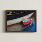 "Little Red" - Art Print in Row Boat Red by Cindy Gillett - Framed