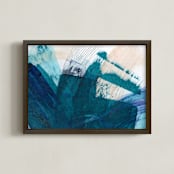 "Landscape By the Sea" - Art Print in sea blue by Lauren Packard - Framed