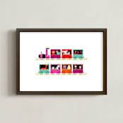 "Animal Train" - Art Print in Pinkie by Rebecca Humphreys - Framed