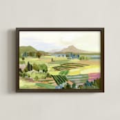 "Sunny Italian Fields" - Art Print in green by Shina Choi - Framed