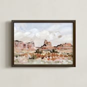 "Monument Valley Scenery" - Art Print in peach brown by Shina Choi - Framed