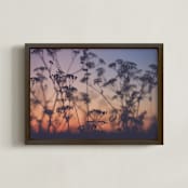 "Sunset among the grasses II" - Art Print in Red Fiery Violet by Lying on the grass - Framed
