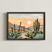 "Glowing Desert Moon" - Art Print in orange by Shina Choi - Framed
