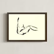 "Elegant & Minimal Feminine Figure" - Art Print in Cream by Kathleen Ney - Framed
