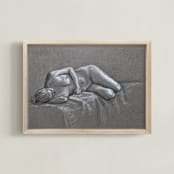 "Restful" - Art Print in Charcoal Gray by Anne Morrison - Framed