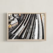 "Stroke of infrastructure" - Art Print in rustic brown by Van Tsao - Framed