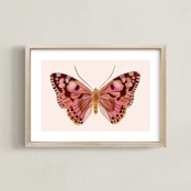 "Paper Wings" - Art Print in Peach Sunset by Sarah Knight - Framed