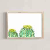 "Two Happy Cacti" - Art Print in cacti green by TweetSweet - Framed