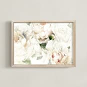"Bushel of Ivory Peonies" - Art Print in Ivory by Jess Blazejewski - Framed