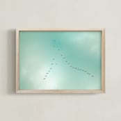 "Key of birds" - Art Print in Mint by Lying on the grass - Framed