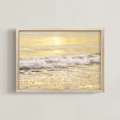 "Soft Golden Ocean" - Art Print in Soft Creamy Yellow by Julia Preminger - Framed