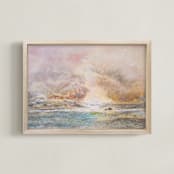 "Dal Lake Sunset" - Art Print in sunset by Ramnik Velji - Framed
