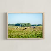 "Pasture of cows II" - Art Print in Blue Green by Lying on the grass - Framed