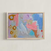 "Shrimp Cocktail" - Art Print in Shrimp Pink by Nicole Simms - Framed