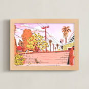 "West Coast Backyard" - Art Print in Sunset by Evan Clark - Framed