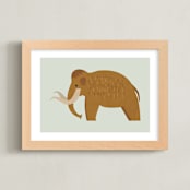 "Woolly Mammoth" - Art Print in Light Green by Amy Mullen - Framed