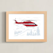 "Firefighter Helicopter" - Art Print in Flame by Paper Sun Studio - Framed