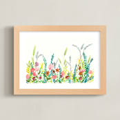 "Wildflower and Free" - Art Print in Chartreuse Green by Lizzie Bowman - Framed