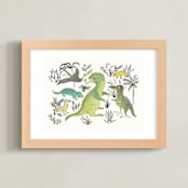 "Catisaurus" - Art Print in Dino Green by Catilustre - Framed