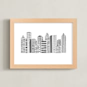 "Linear Cityscape" - Art Print in Black by Daniela - Framed