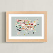 "US Agriculture" - Art Print in Robin's Egg by Joanna Griffin - Framed