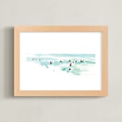 "Surf City" - Art Print in Blue Surf by Jenny Partrite - Framed