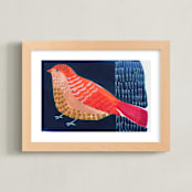 "Still 3" - Art Print in Petrol, rose, coral and mustard by Victoria Johnson - Framed