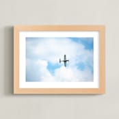 "Sky High" - Art Print in Sky Blue by Janet Cruz - Framed