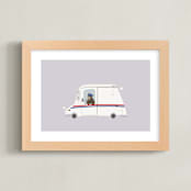 "Mail Bear" - Art Print in Berry by Adelyn T. - Framed