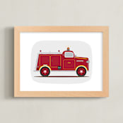"Red Fire Engine #1" - Art Print in red by Rebecca Marchese - Framed