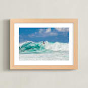 "Surfing Lanzarote" - Art Print in Aquamarine by M.E.Segantini - Framed