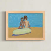 "Violet & Zach Intertube" - Art Print in Cerulean Blue by Annie Seaton - Framed