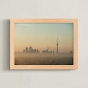"Morning Toronto" - Art Print in sunrise orange by XL - Framed