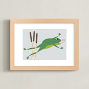 "Leap Frog Leap!" - Art Print in Leaping green by Rebecca Marchese - Framed