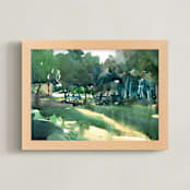 "Ping Pong in the park" - Art Print in Green by Rafael Yaniger - Framed