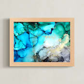 "Under The Deep Blue Ocean" - Art Print in Emerald Green by Kathy Par - Framed