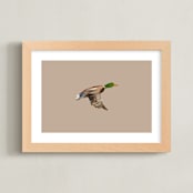 "Mallards in Flight 1" - Art Print in Neutral by Anee Shah - Framed