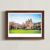 "Custom Campus Landscape with Text" - Custom Print in Paper by Minted - Framed