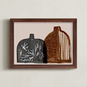 "Two vases" - Art Print in Earth brown by Bethania Lima - Framed