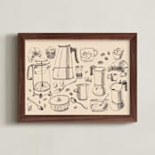 "Breakfast with Coffee" - Art Print in Milk Coffee by Catilustre - Framed