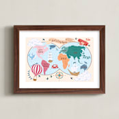 "Exploration Map" - Art Print in Apricot by DorothyDear Creations - Framed