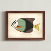 "Poissons No. 4" - Art Print in Antique by Jessie Burch - Framed
