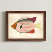 "Poissons No. 6" - Art Print in Antique by Jessie Burch - Framed