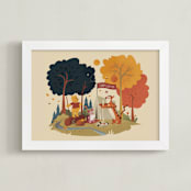 "Disney's Pooh Goes Camping" - Personalized Art Print in Honey by Morgan Ramberg - Framed